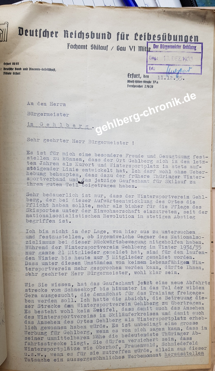 1935 011 12 11 Raether an Gemeinde 1