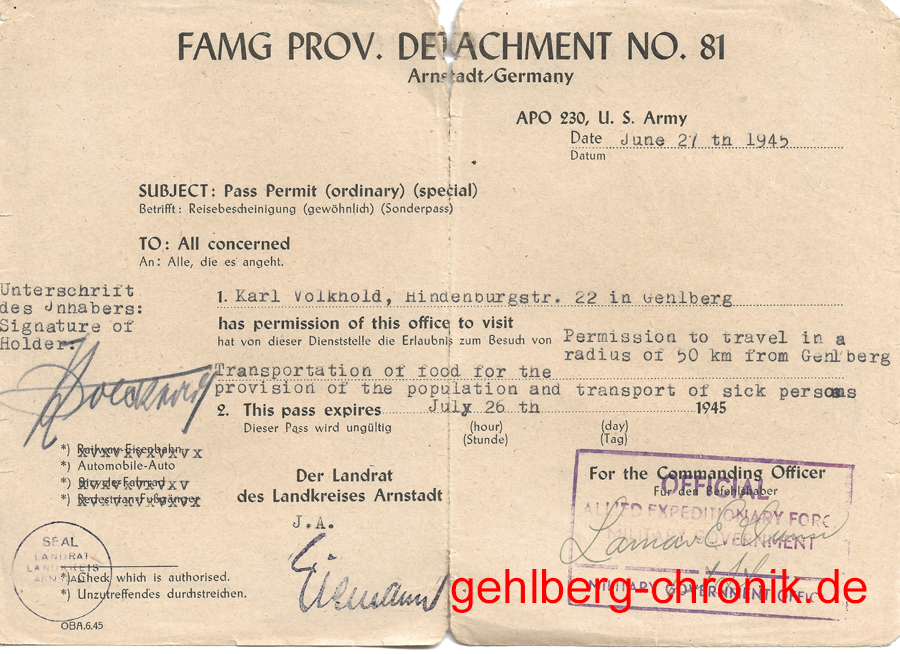 1945 026 Transporterlaubnis