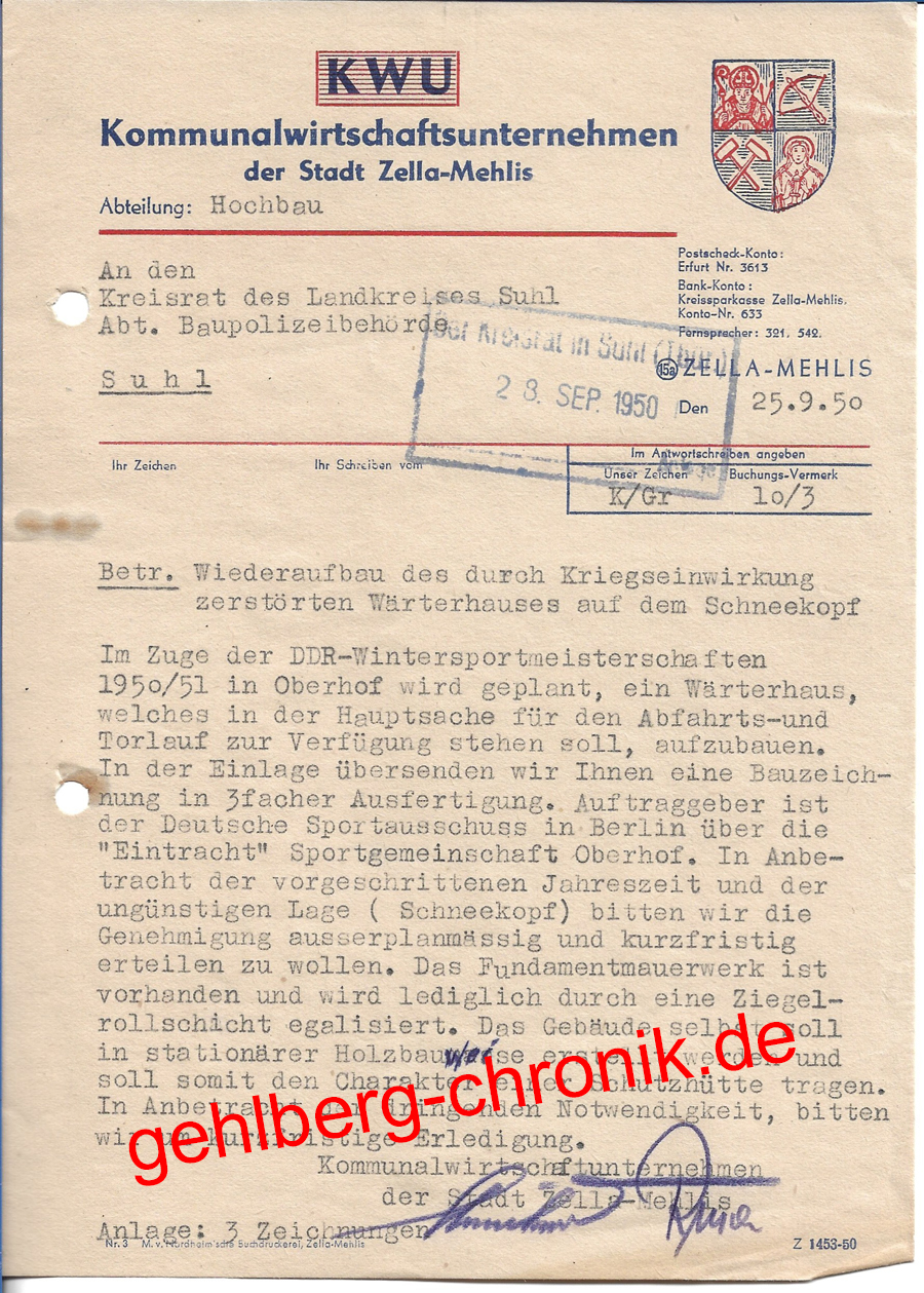 1950 033 Wiederaufbau Waerterhaus Schneekopf
