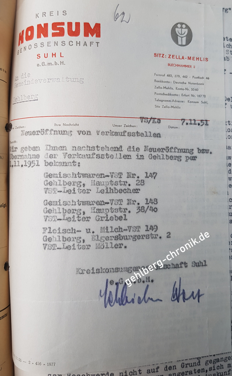1951 014 11 07 Eroeffnung von Konsum Verkaufsstellen