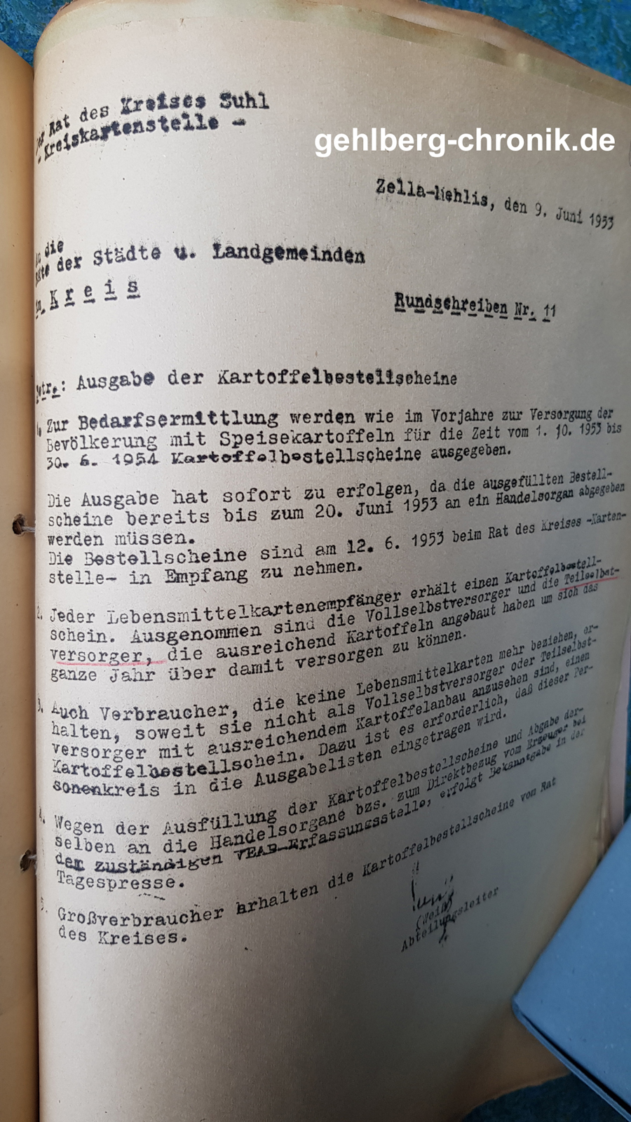1953 012 Kartoffelbestellscheine