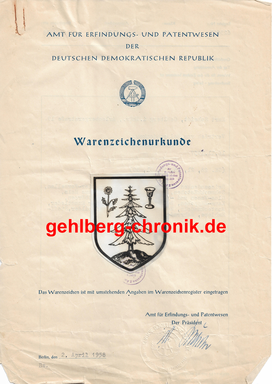 1958 008 Seite1 Patenturkunde Seite1