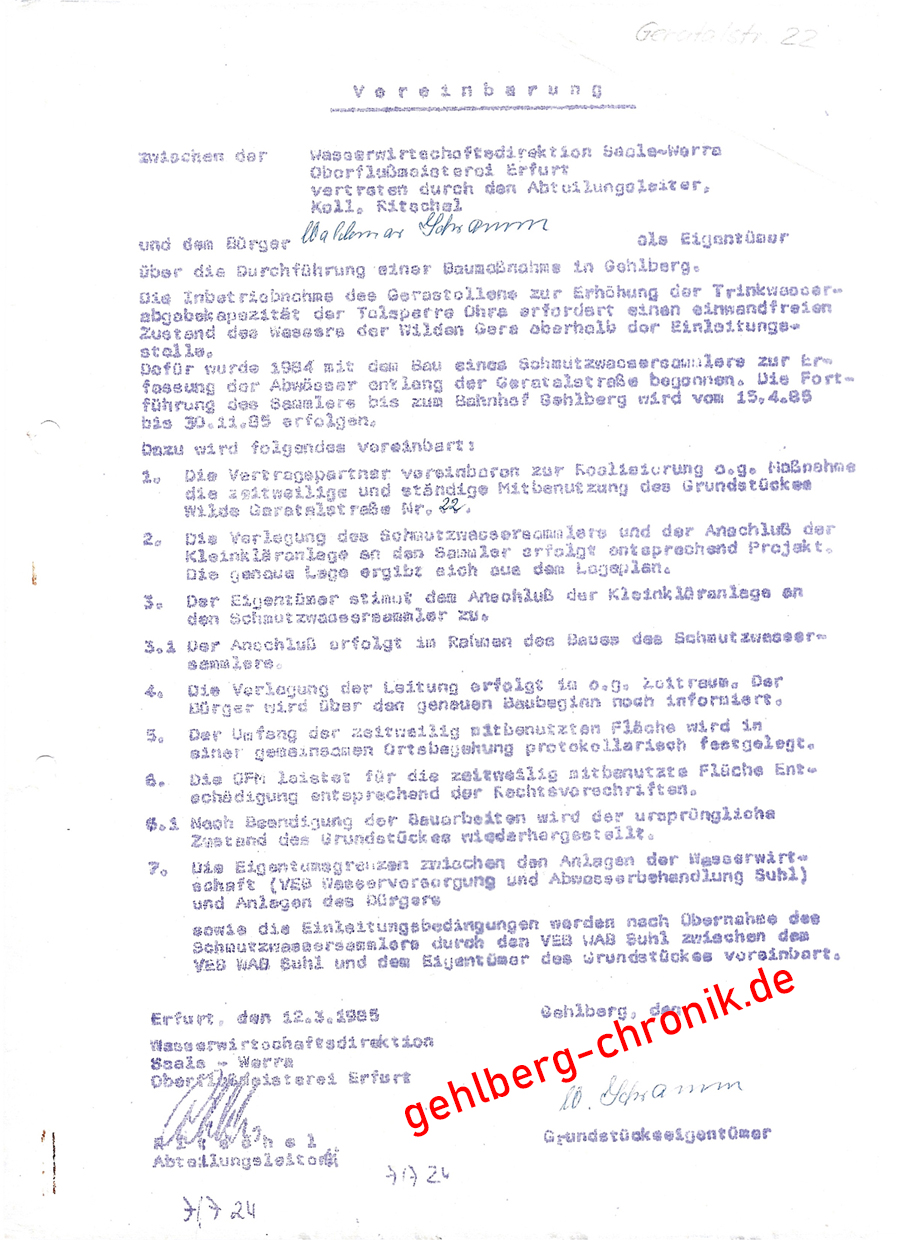 1985 030 Vereibarung Abwasser Grund